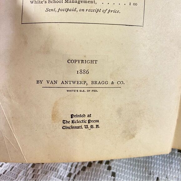 Elements Of Pedagogy By Emerson E. White Copyright 1886 Hardcover Vintage Books - Picture 11 of 13
